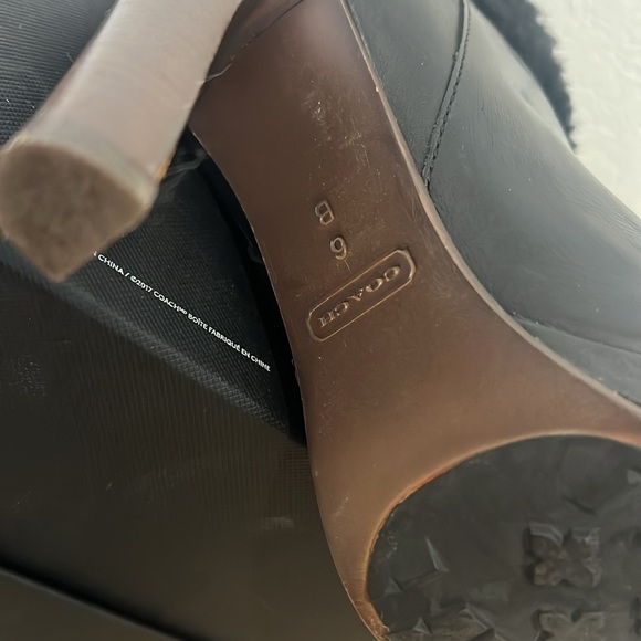 Coach black heeled platform booties w shearling ankles. Size 6 - Picture 10 of 10